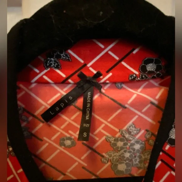 LAPIS red wrap dress. Mandarin 3/4 length sleeves. Size S. - Picture 2 of 4